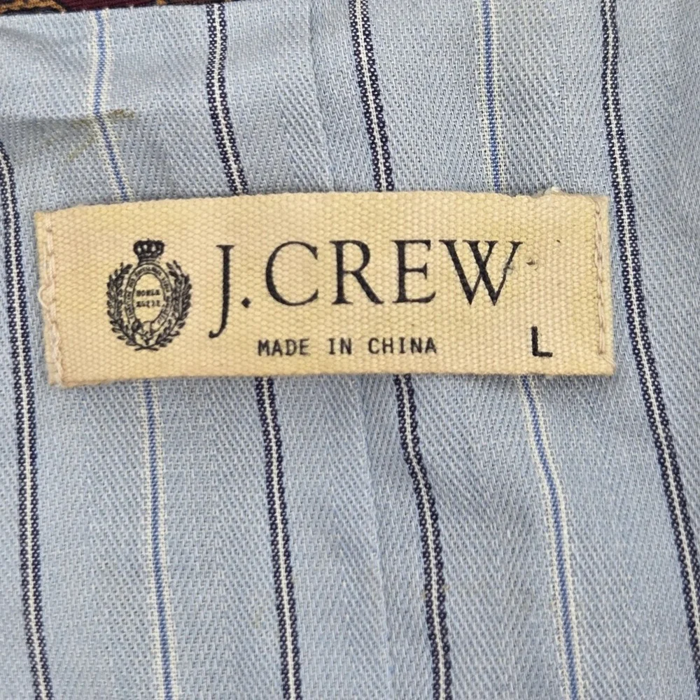 J. CREW Vest MOON Tweed Wool Fabric Men's Large Brown Herringbone Button Up